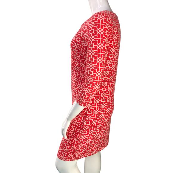 Gretchen Scott Womens Size L Dress Shift Jersey Geometric Print Round Neck Red - Picture 5 of 15